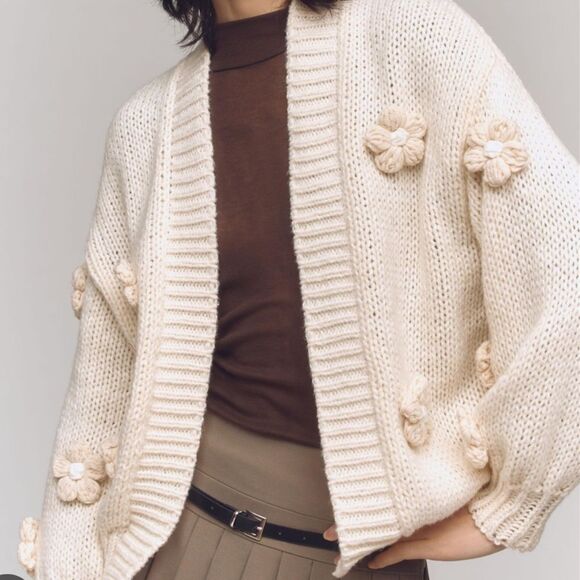 Anthropologie Susannah 3-D Flower Cardigan - Picture 1 of 3